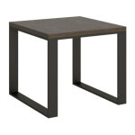 Table carr�e extensible 90 � 180cm bois fonc� et m�tal anthracite likro
