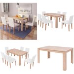 Vidaxl - table et chaises 7 pcs cuir synthtique chne couleur crme - ensemble de table et chaises - ...