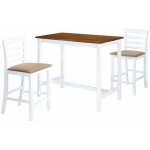 Table et chaises de bar 3 pcs bois massif marron et blanc