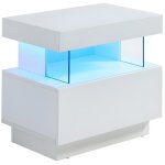 Table de chevet 1 tiroir et 1 niche - avec leds - mdf - blanc laqu - fabio ii