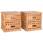 Tables de chevet 2 pcs 34x34x34 cm bois massif de noyer vidaxl