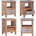Table de chevet 41x30x50 cm bois d'acajou massif - table de chevet - meuble de chevet - table nuit - ...