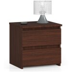 Abamihome - table de chevet akord cl2 weng� 40 cm 2 tiroirs fa�ade weng� 40x35x40 cm