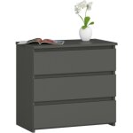 Akord - table de chevet cl3 gris graphite 60 cm 3 tiroirs fa�ade gris graphite 60x35x57 cm