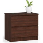 Table de chevet akord k60 weng� 60 cm 2 tiroirs fa�ade weng� 60x40x55 cm