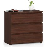 Akord - table de chevet cl3 weng� 60 cm 3 tiroirs fa�ade weng� 60x35x57 cm