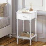 Table de chevet, table d'appoint avec tiroir et �tag�re, 35x35x70, 5cm, table basse, blanc - woltu
