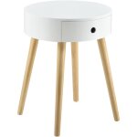 [en. casa] - table de chevet aurich blanc 50 x 38 x 38 cm