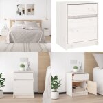 Table de chevet blanc 40x31x50 cm bois de pin massif - table de chevet - meuble de chambre - armoire ...