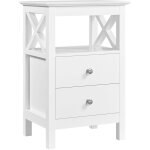 Table de chevet blanche avec 2 tiroirs et 1 Étagère, table d'appoint en bois, bout de canapé, 40 x 30 ... Table de chevet blanche avec 2 tiroirs et 1 Étagère, table d'appoint en bois, bout de canapé, 40 x 30 ...