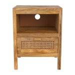 Rendez - vous d�co - table de chevet en cannage et bois, 1 tiroir et 1 niche - tiki