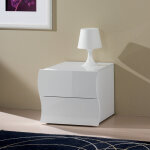 Table de chevet commode 2 tiroirs chambre blanc brillant onda smart