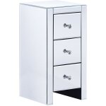 Table de chevet au design glamour en effet miroir compos de 3 tiroirs argent brillant 60 cm de hauteur ...