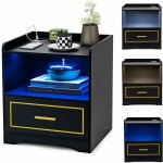 Table de chevet avec led intelligent � 3 couleurs r�glables & usb & induction corporelle, table de nuit ...