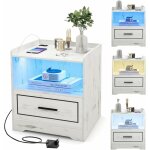 Table de chevet avec led intelligent � 3 couleurs r�glables & usb & induction corporelle, table de nuit ...