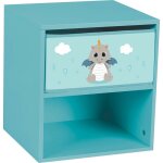 Table de chevet l�on le dragon pour enfant avec tiroir h. 36 x l. 33 x p. 30 cm
