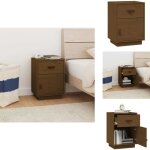 Table de chevet marron miel 40x34x55 cm bois de pin solide - table de chevet - meuble de chambre - commode ...