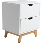 Table de chevet miranda 2 tiroirs blanc, mdf laqu� en couler blanc