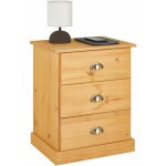 Idimex - table de chevet paris avec 3 tiroirs, en pin massif lasur brun