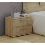 Table de chevet, table de nuit coloris chne cambrian / effet textile - longueur 60 x profondeur 39. ...