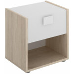Table de chevet table de nuit enfant coloris ch�ne / blanc - longueur 40 x hauteur 42 x profondeur 33 ...