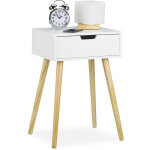 Relaxdays - table de chevet, petit meuble, design moderne, 1 tiroir, pour lit avec sommier hlp 60x40x30cm, ...