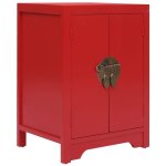 Table de chevet rouge 38 x 28 x 52 cm bois de paulownia - the living store