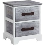 Idimex - table de chevet salerno, 2 tiroirs, gris blanc