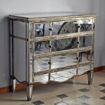 Cote table - commode 3 tiroirs bois miroir 87x101x39cm