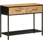 Table console 100x35x76 bois massif de manguier et fer