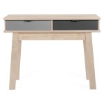 Table console 110x35 cm effet bois avec deux tiroirs gris clair et gris anthracite - cervia