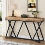 Tribesigns - table console de 140cm, table d'entre en bois avec base en mtal unique, table basse, table ...