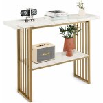 Table console � 2 niveaux, cadre m�tallique et plateau de marbre, table d'entr�e de dispositif anti - ...
