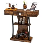 Table console à 3 niveaux avec Étagères, table d'entrée avec dispositif anti - basculement, support en ... Table console à 3 niveaux avec Étagères, table d'entrée avec dispositif anti - basculement, support en ...