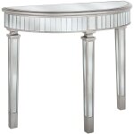 Table console argentée effet miroir en verre et mdf de style glamour pour intérieur contemporain ou vintage ... Table console argentée effet miroir en verre et mdf de style glamour pour intérieur contemporain ou vintage ...