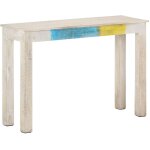Table console blanc 115x35x77 cm bois de manguier brut