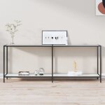 Table console blanc 200x35x75, 5 cm verre tremp