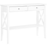 Beliani ? table console blanche en mdf avec 2 tiroirs ? dimensions 100x35x80cm ? style moderne pour int�rieur ...