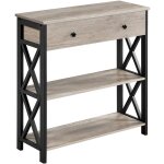 Yaheetech - table console en bois, meuble d'entre, table d'appoint avec 1 grand tiroir et 2 etagre ...
