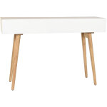 Table console en bois de sapin coloris blanc, naturel - longueur 120 x profondeur 35 x hauteur 80 cm ...
