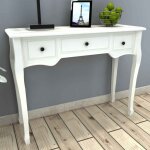 Maison chic - table de console et coiffeuse table d'entr�e avec 3 tiroirs blanc 14503