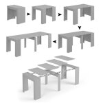 Dmora - table console compton, table � manger extensible, table avec rallonges polyvalentes extensibles ...