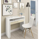 Table console billings, bureau avec plateau extensible, bureau pc avec 2 tiroirs, cm 99x36h88, blanc ... Table console billings, bureau avec plateau extensible, bureau pc avec 2 tiroirs, cm 99x36h88, blanc ...