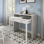 Table console billings, bureau avec plateau extensible, bureau pc avec 2 tiroirs, cm 99x36h88, ciment ... Table console billings, bureau avec plateau extensible, bureau pc avec 2 tiroirs, cm 99x36h88, ciment ...
