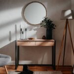 Table console denver 44 ch�ne artisanal et gris anthracite - finori