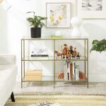 Table console, table d'entre, bout de canap,  3 niveaux, en verre tremp, tagre de rangement moderne, ...