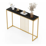 Table console entr�e en marbre meuble d'entr�e scandinave noir dor� pour couloir salon - 120x30x78. 5cm ...