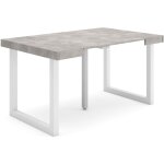 Table console extensible, console meuble, 140, pour 6 personnes, pieds bois massif, style moderne, gris ...