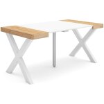 Table console extensible, console meuble, 160, pour 8 personnes, pieds bois massif, style moderne, chne ...