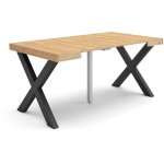 Skraut home - table console extensible, console meuble, 160, pour 8 personnes, pieds bois massif, style ...